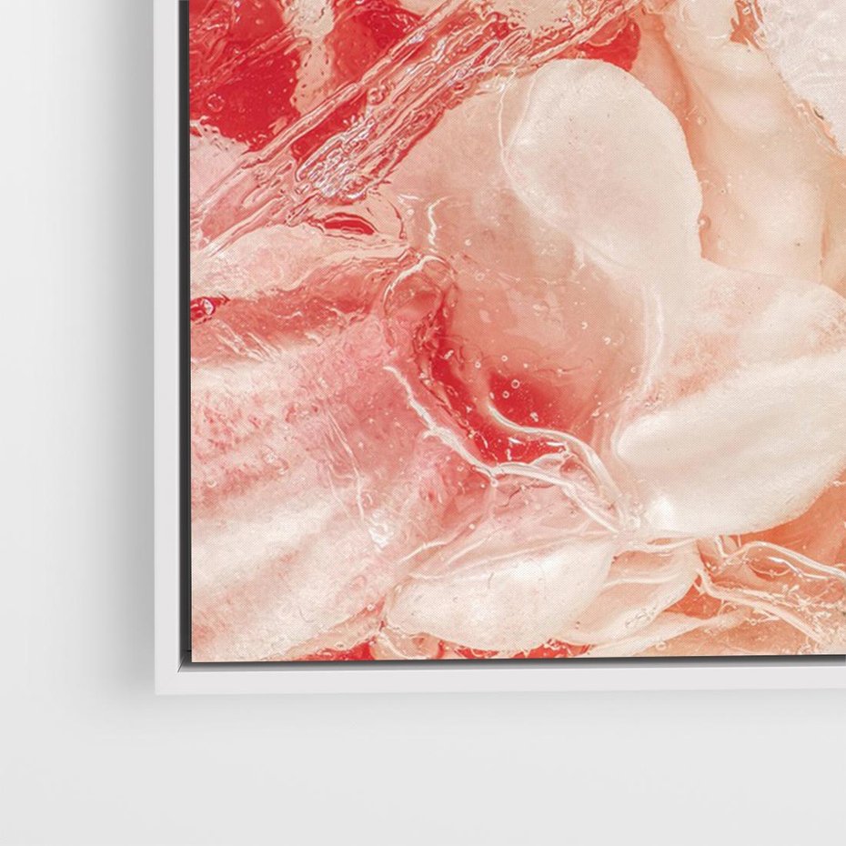 Obraz w ramie 120x80 - Kwiatowe hafty marzeń - abstrakcja przypominająca kwiaty, róże - rama biała