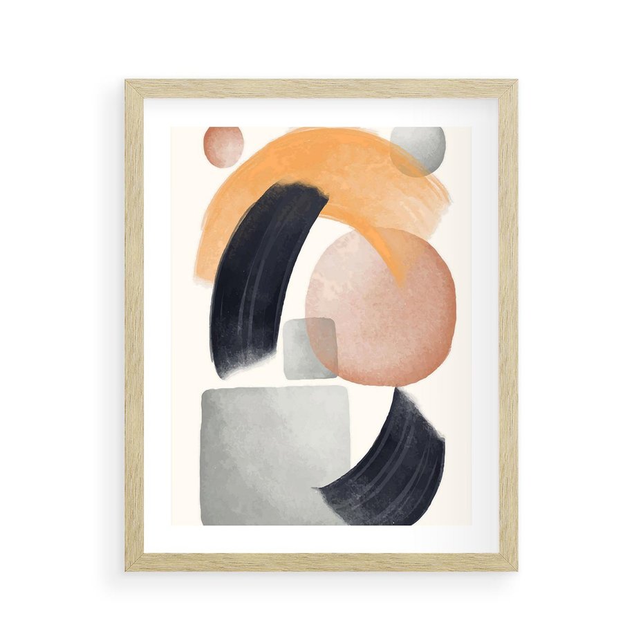 Plakat w ramie 40x50 - Graficzna Kreatywność - abstrakcyjna grafika, plamy - rama drewno