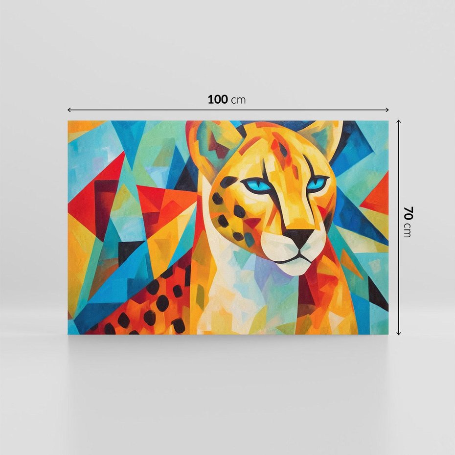 Obraz na płótnie 100x70 - Dzikie Piękno - abstrakcyjny portret geparda, intensywne kolory