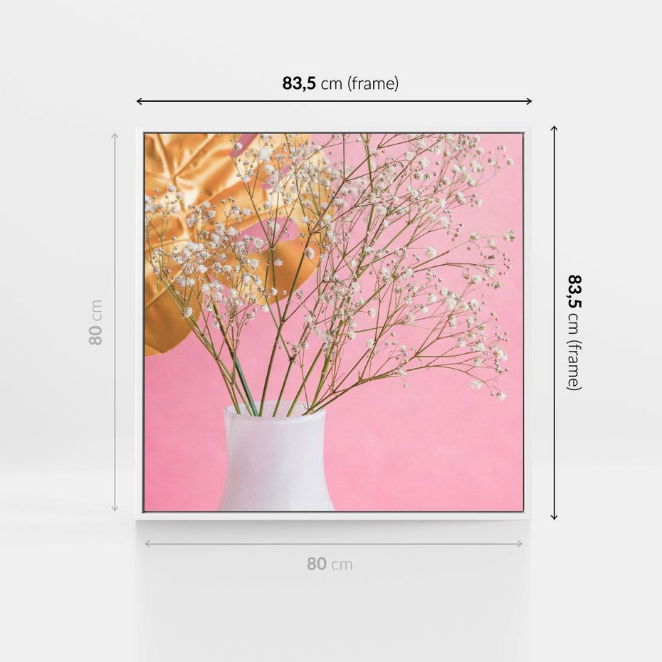 Obraz w ramie 80x80 - Przyjemność Złotej Natury - złote, liście - rama biała