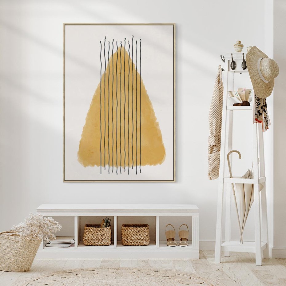 Obraz w ramie 50x70 - Migocące Impulsy - abstrakcyjna akwarelowa plama, nieregularne kreski - rama drewno