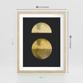 Plakat w ramie 40x50 - Migotliwe Przeniknięcia - złote koła, czarne tło - rama drewno