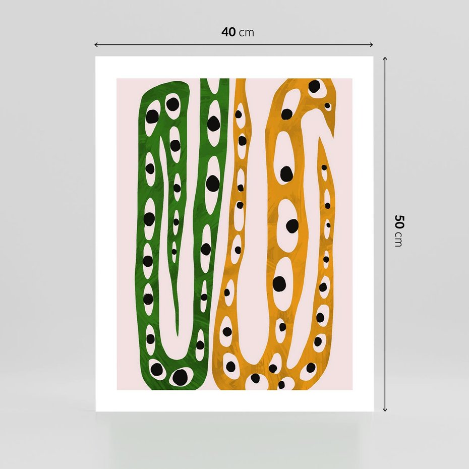 Plakat bez ramy 40x50 - Migocące Zmaganie - abstrakcyjny obraz, dziwne kształty