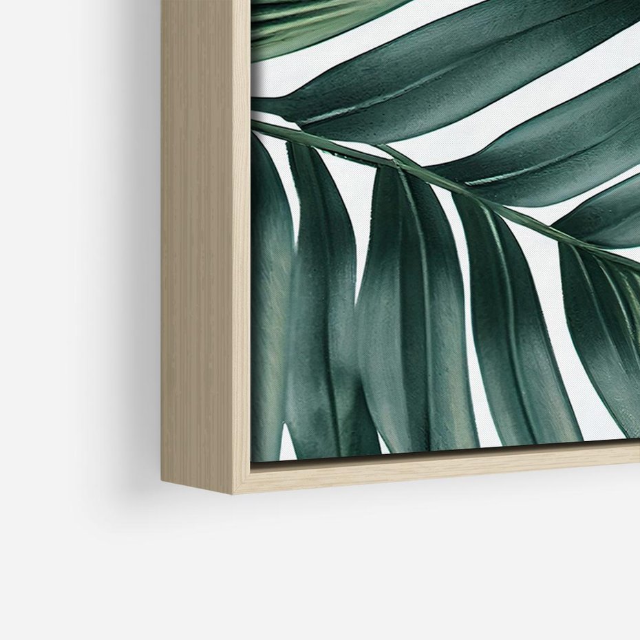 Obraz w ramie 70x50 - Ruchome liście czasu - liście palmy, tropikalne - rama drewno