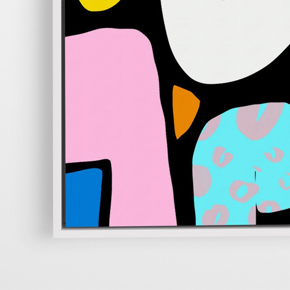 Obraz w ramie 70x100 - Komiksowe Formy - abstrakcyjne formy, komiksowy styl - rama biała