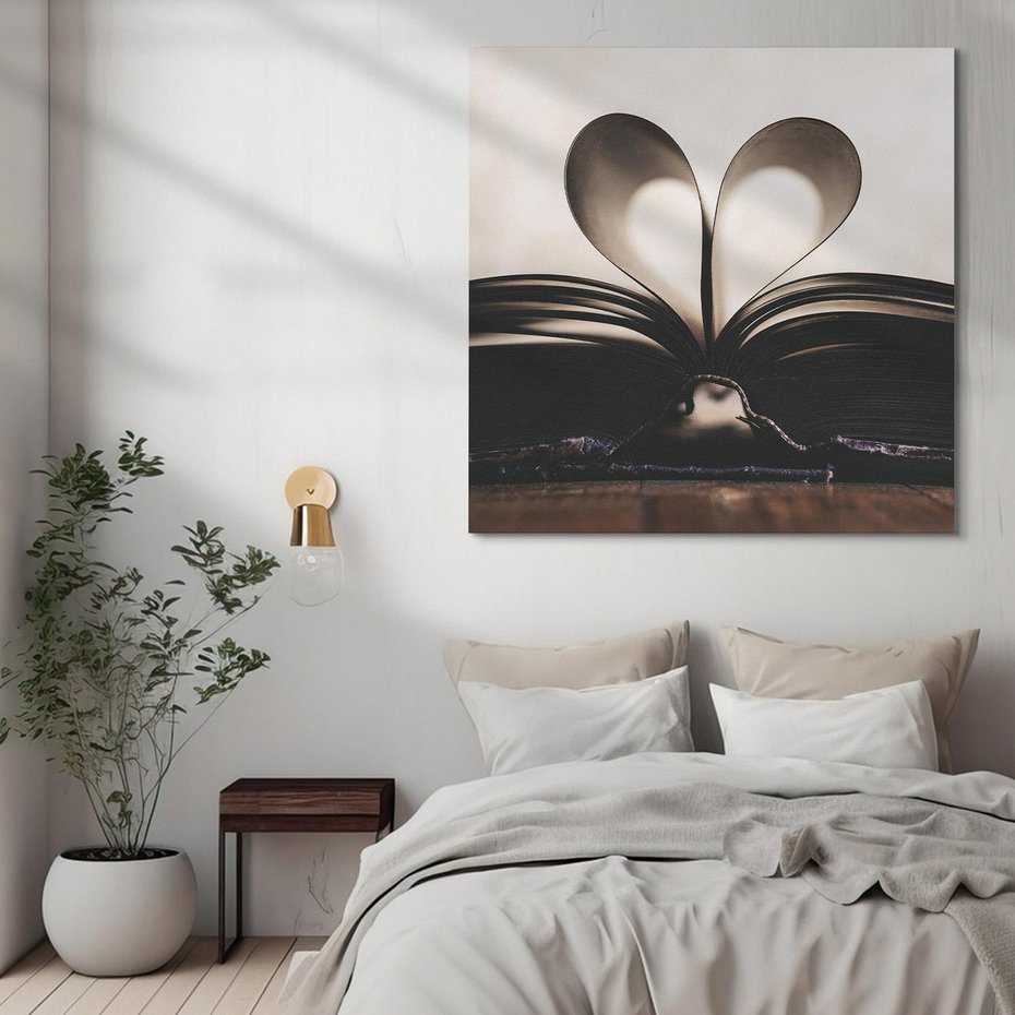 Obraz na płótnie 40x40 - Książka - Serce Retro - ksizka, serce