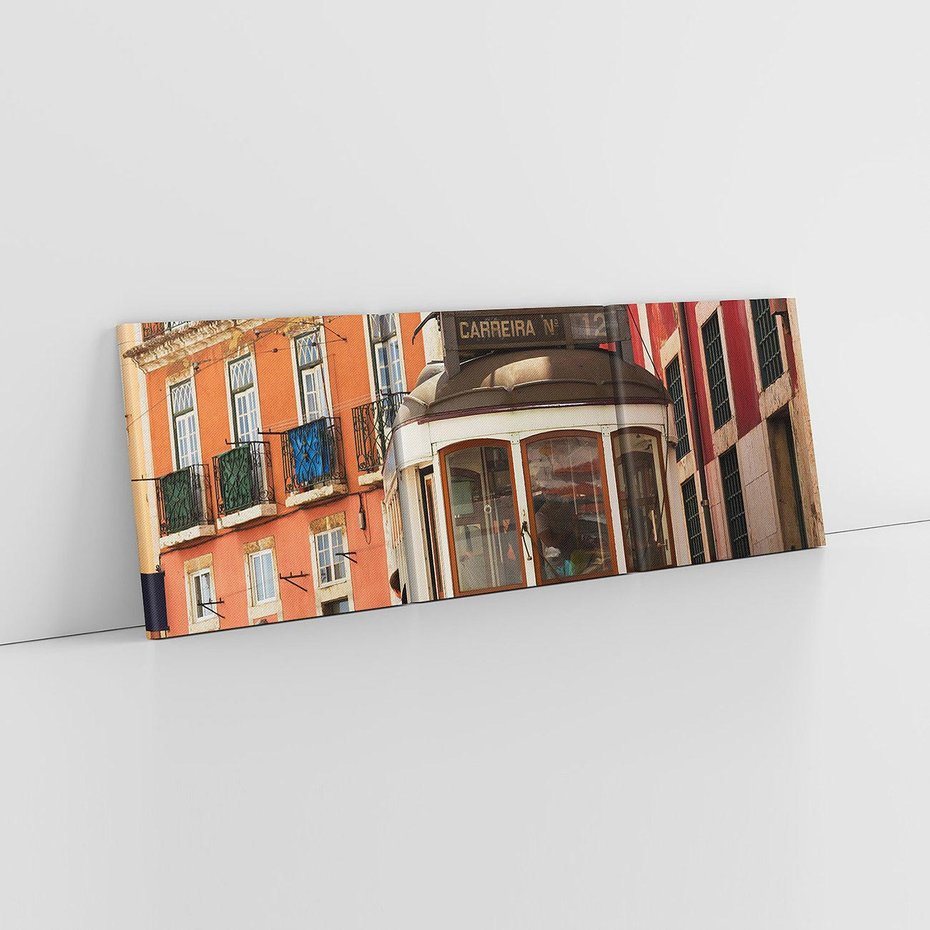 Obraz na płótnie 120x40 - Urok tramwaju w Lizbonie - Lizbona, tramwaj