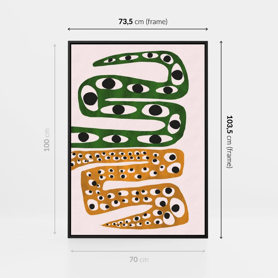 Obraz w ramie 70x100 - Mroczne Wypaczenia - abstrakcyjny obraz, dziwne kształty - rama czarna