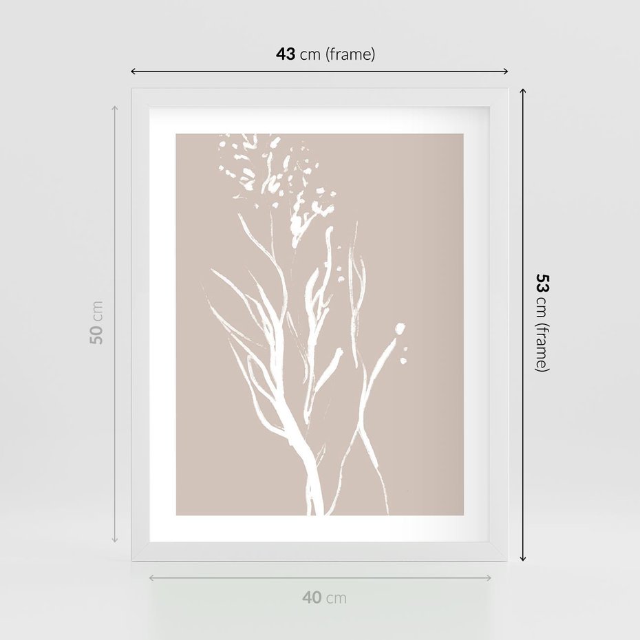 Plakat w ramie 40x50 - Impresje Pastelowych Nastrojów - minimalistyczny delikatny obraz, beżowe odcienie - rama biała