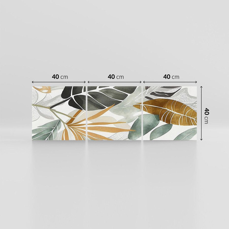 Obraz na płótnie 120x40 - Współbrzmienie wewnętrznego ja - kompozycja z tropikalnych liści, stonowane kolory