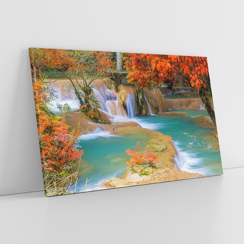 Obraz na płótnie 120x80 - Urok laotańskiego wodospadu - Laos, Azja