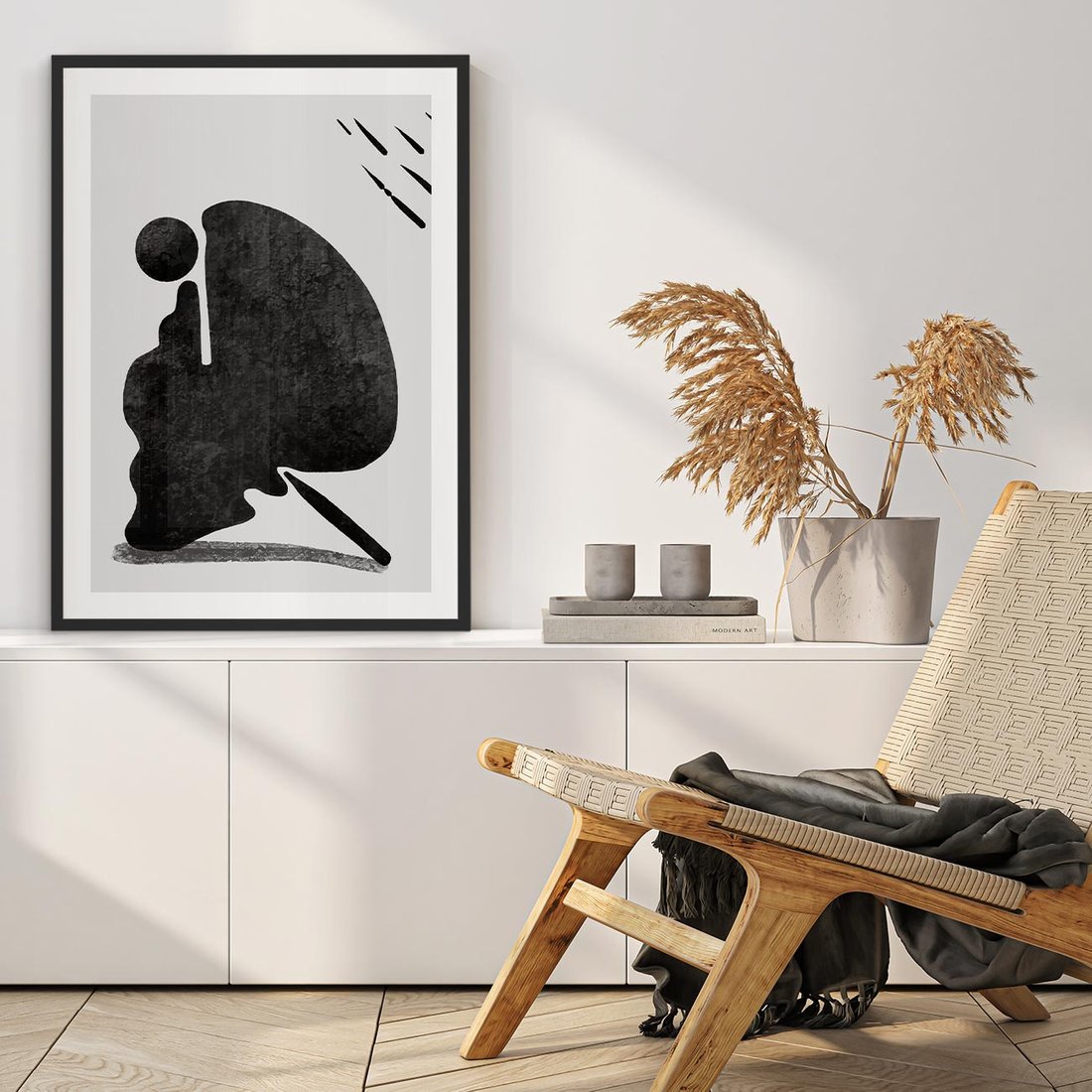 Plakat w ramie 50x70 - Abstrakcyjna Japońska Sztuka - abstrakcja, sztuka japońska - rama czarna