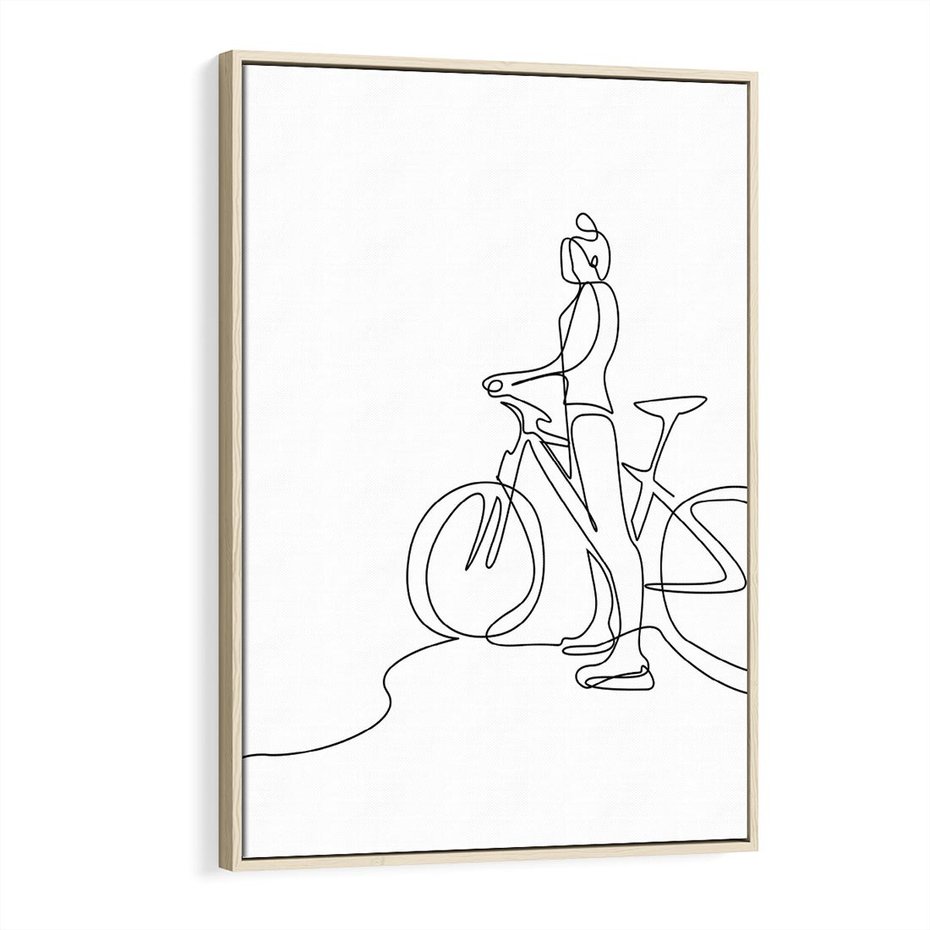 Obraz w ramie 70x100 - Minimalistyczna Przejażdżka - szkic, minimalizm - rama drewno