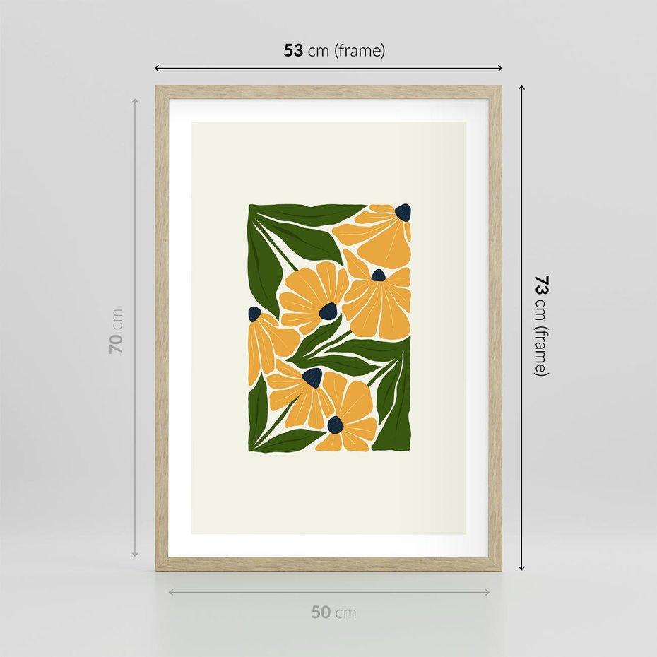 Plakat w ramie 50x70 - Abstrakcyjne Echa - kwiaty, rośliny - rama drewno