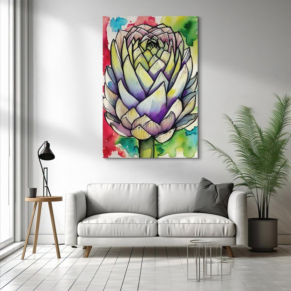 Obraz na płótnie 80x120 - Zamknięte w Roślinie - abstrakcja, akwarela