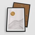 Plakat w ramie 50x70 - Minimalistyczne Słońce: Blask i Złoto - grafika, minimalizm - rama czarna