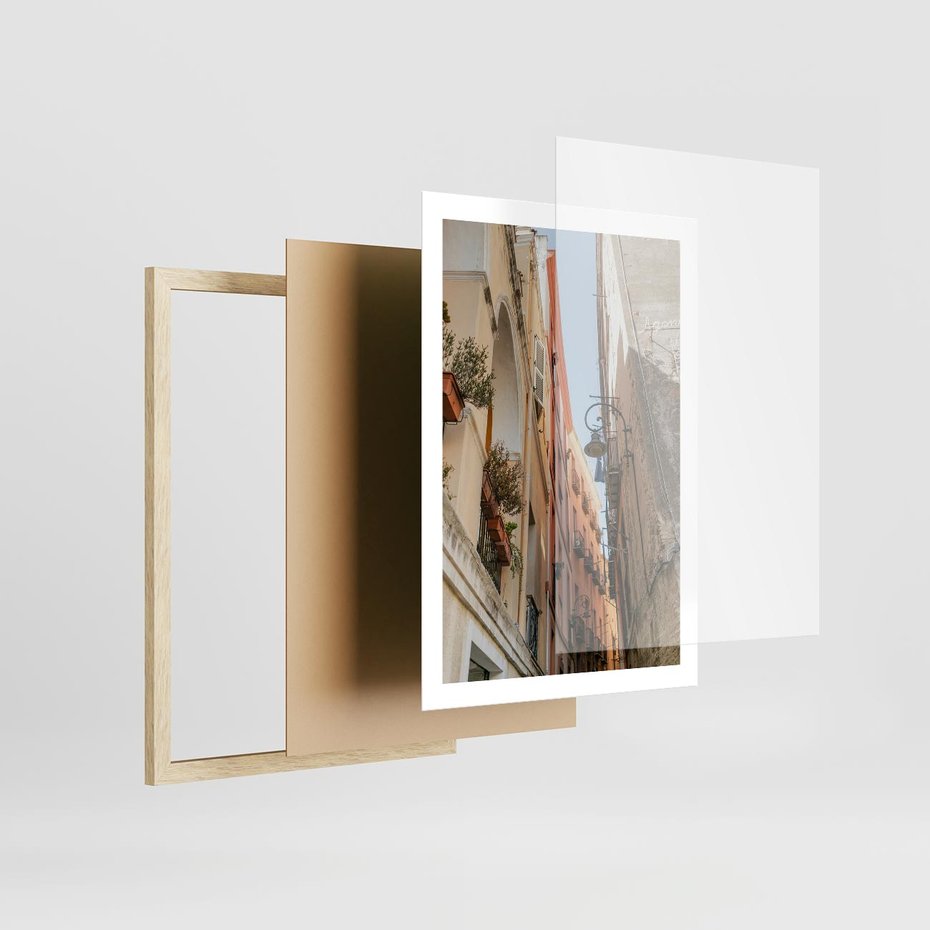 Plakat w ramie 50x70 - Włoskie uroki - włoskie, uliczki - rama drewno
