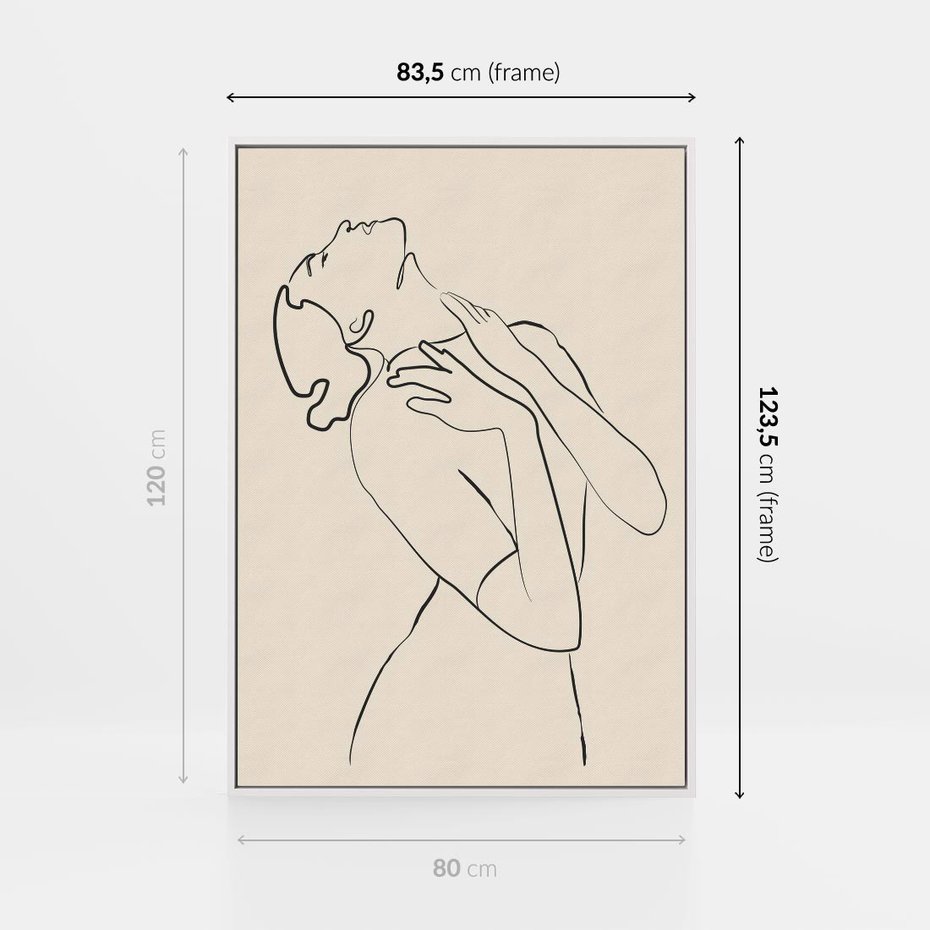 Obraz w ramie 80x120 - Bezkresny Taniec - kobieta, szkic - rama biała