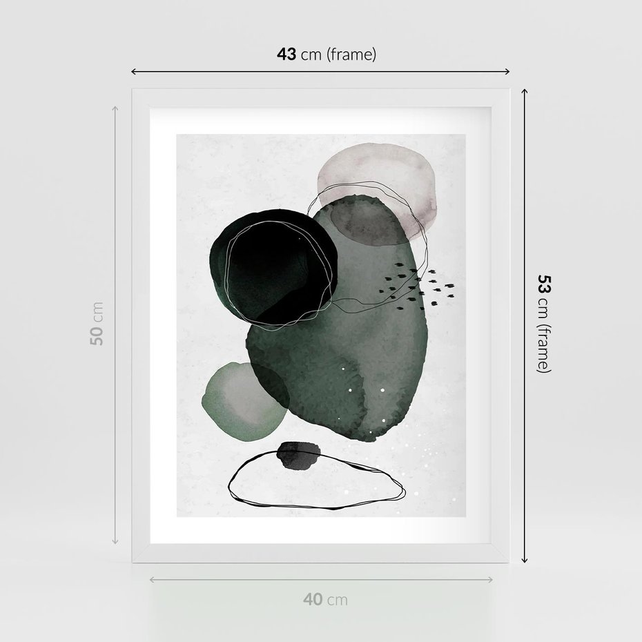 Plakat w ramie 40x50 - Abstrakcyjne Plamy w Akwareli - abstrakcyjne akwarelowe plamy - rama biała