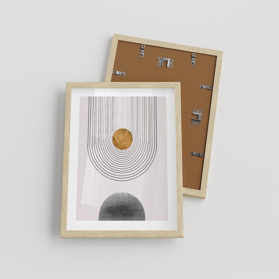 Plakat w ramie 30x40 - Geometryczny Blask - nowoczesna grafika, geometria - rama drewno