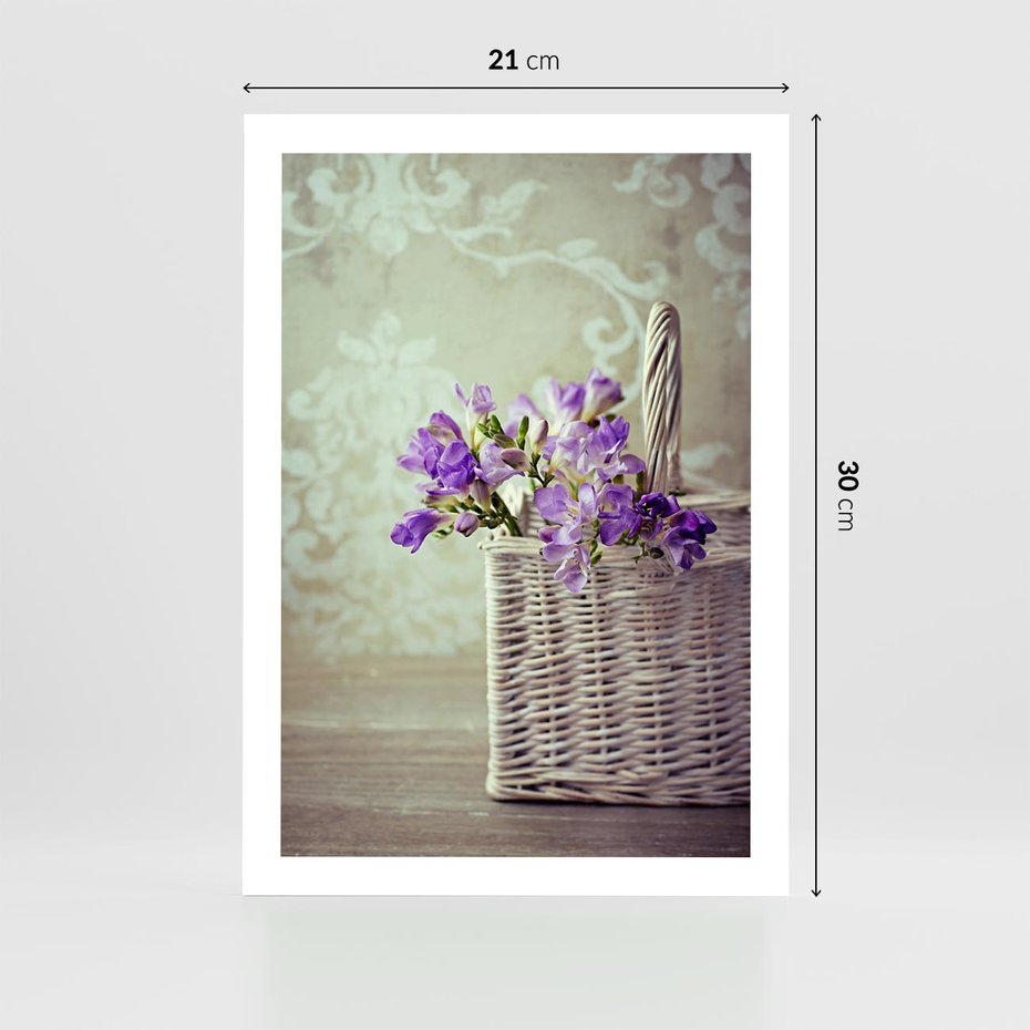 Plakat bez ramy 21x30 - Kwiatowy koszyk - kwiaty, koszyk