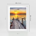 Plakat w ramie 40x50 - Zachód nad jeziorem z pomostem - pomost, jezioro - rama biała