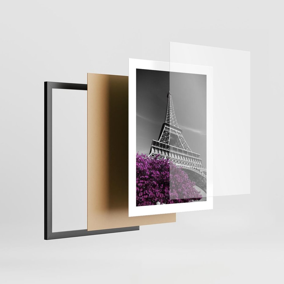 Plakat w ramie 30x40 - Urok Eiffla w Paryżu - Eiffla, Paryż - rama czarna