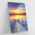 Obraz na płótnie 50x70 - Zachód słońca na pomostcie - pomost, zachód