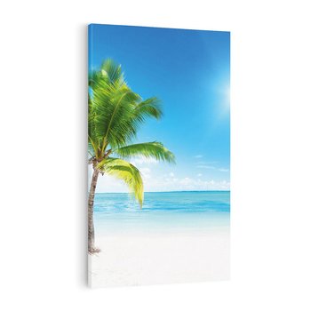 Obraz na płótnie 50x70 - Wakacyjne uniesienie: plaża i palma - plaża, morze