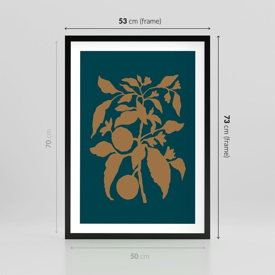 Plakat w ramie 50x70 - Boho Ekspresja Emocji - abstrakcyjna boho grafika, ciemne zielone tłó - rama czarna