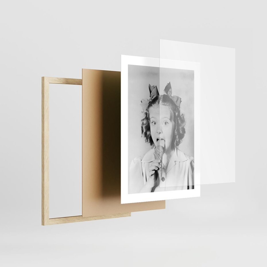 Plakat w ramie 30x40 - Pyszny Deser - retro zdjęcie, czarno białe - rama drewno