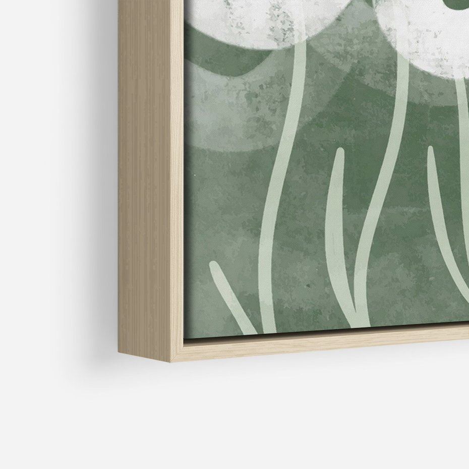 Obraz w ramie 70x100 - Spokojne Plamy Natury - zielony plakat, roślinne motywy - rama drewno