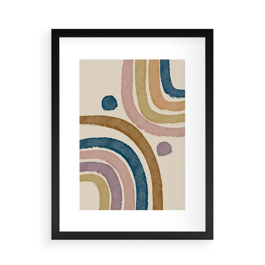 Plakat w ramie 50x70 - Kształtujące Inspiracje - abstrakcyjne tęcze, kompozycja - rama czarna