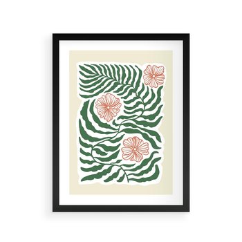 Plakat w ramie 50x70 - Migocące Wzory - abstrakcyjna kompozycja, paprocie - rama czarna