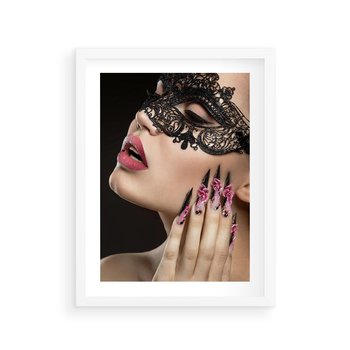 Plakat w ramie 30x40 - Piękno na tipsach - beauty, manicure - rama biała