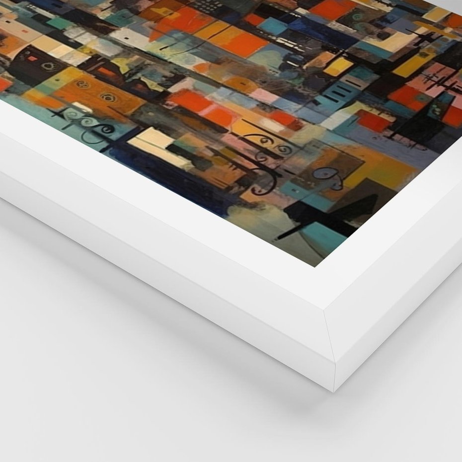 Plakat w ramie 30x40 - Zaklęte Odbicia Nienormalności - styl mid century, nowoczesna sztuka - rama biała