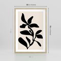 Plakat w ramie 50x70 - Wibracje Akwarelowych Ścieżek - abstrakcyjny minimalistyczna kwiat, czarno biały plakat - rama drewno