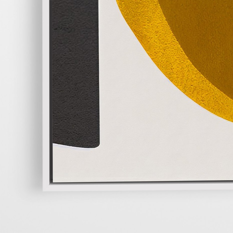 Obraz w ramie 50x70 - Tajemnice sztuki odkryte - geometryczne półkola, kształty - rama biała