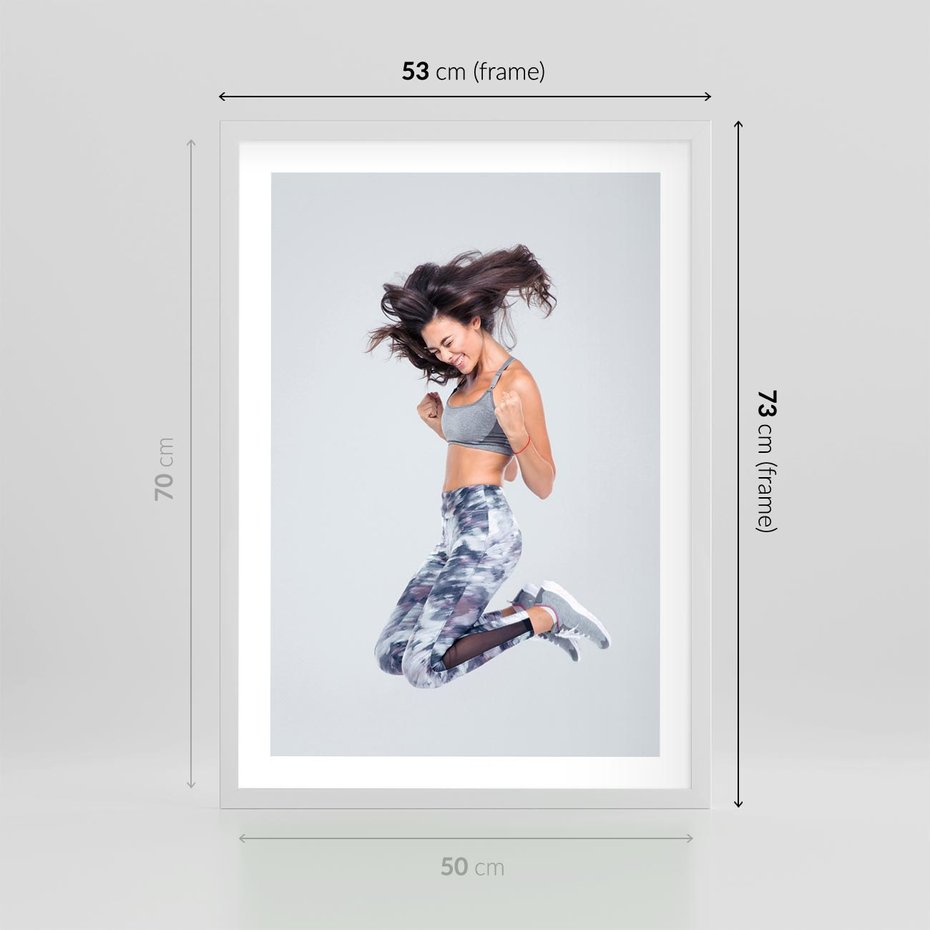 Plakat w ramie 50x70 - Sportowy Ducha: Energia i Siła - fitness, sport - rama biała