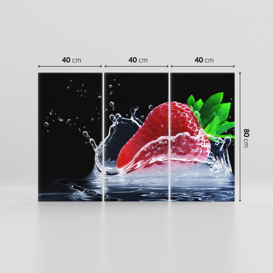 Obraz na płótnie 120x80 - Świeżość truskawek wodą okryta - truskawka, woda