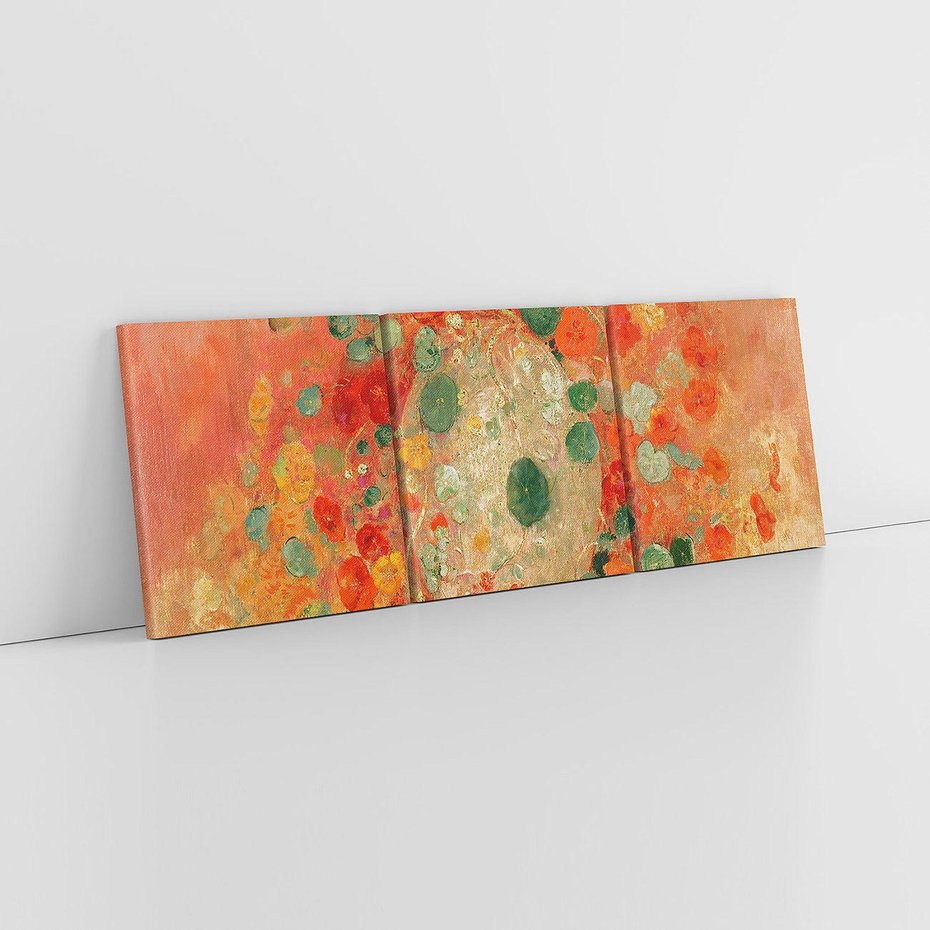 Obraz na płótnie 150x50 - "Nasturcje" (1905) Odilon Redon - Reprodukcja - reprodukcja, obraz na płótnie
