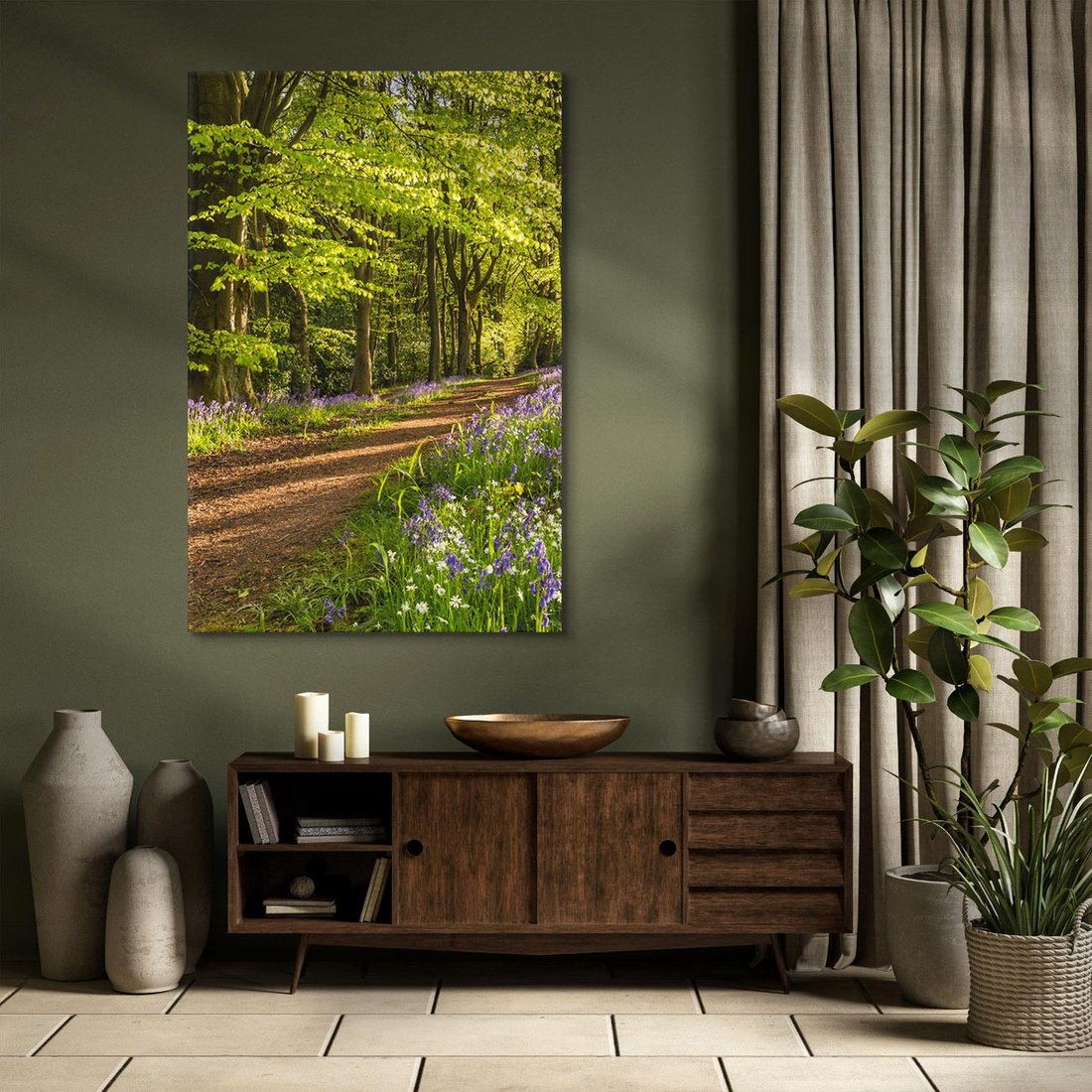 Obraz na płótnie 50x70 - Magia lasu: Drzewa w tajemniczej otoczce - las, drzewa