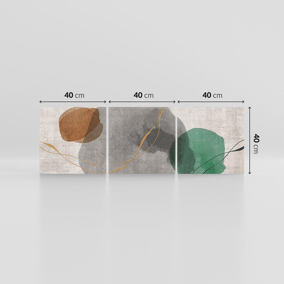 Obraz na płótnie 120x40 - Delikatne Plamy - akwarelowe plamy, złote linie