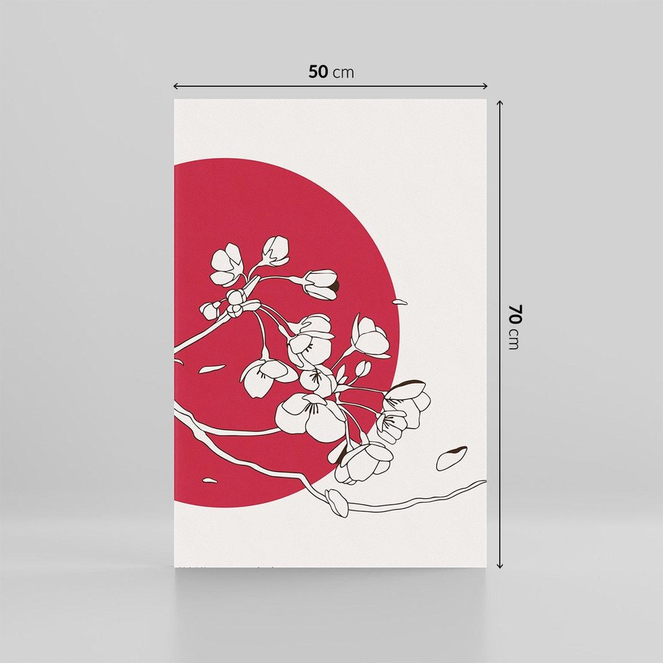 Obraz na płótnie 50x70 - Esencja Zen - kwiatnąca wiśnia, orientalna grafika