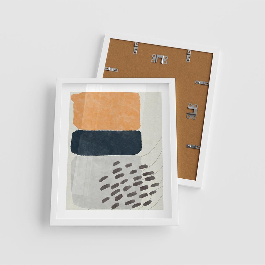 Plakat w ramie 40x50 - Impulsy Podróżnych Marzeń - geometryczne elementy, stonowane kolory - rama biała