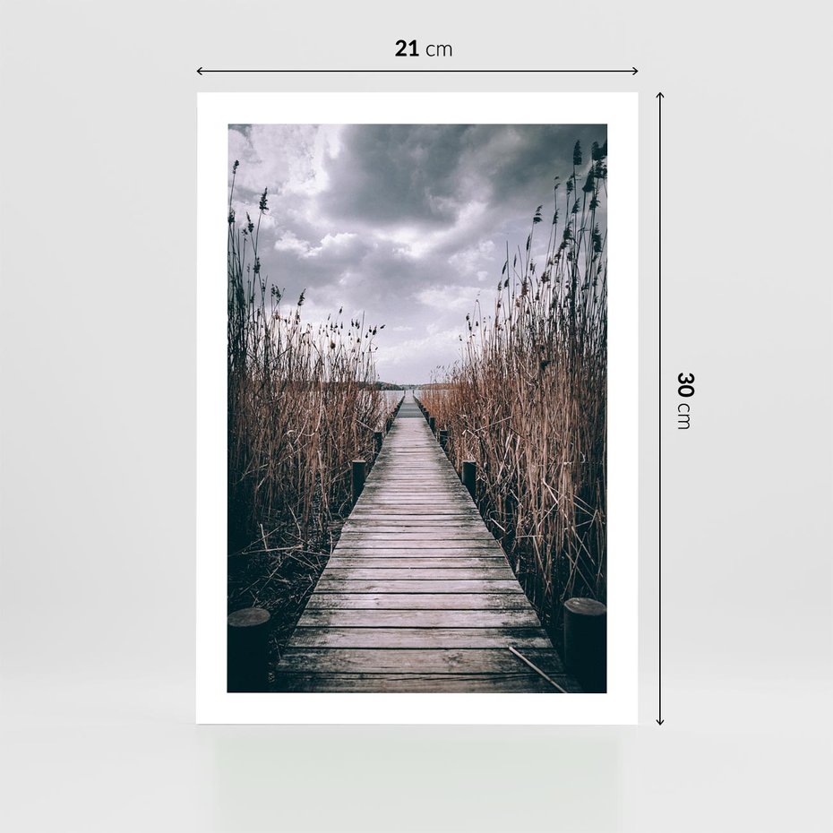 Plakat bez ramy 21x30 - Mglisty krajobraz - pomost, morze