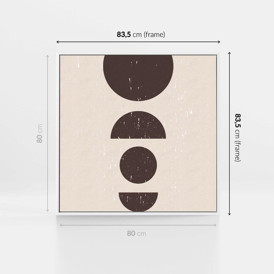 Obraz w ramie 80x80 - Migocące Granice - mid century styl, nowoczesna grafika - rama biała