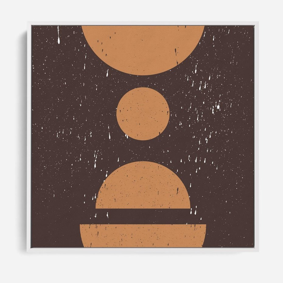 Obraz w ramie 80x80 - Impulsy Przestrzeni - mid century styl, nowoczesna grafika - rama biała