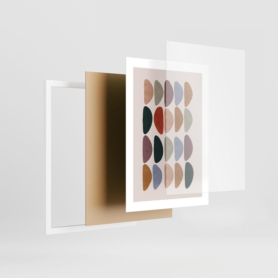 Plakat w ramie 30x40 - Granice Boho - abstrakcyjny obraz, geometryczna kompozycja - rama biała