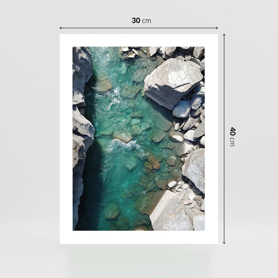 Plakat bez ramy 30x40 - Spotkanie natury i siły - rzeka, skały